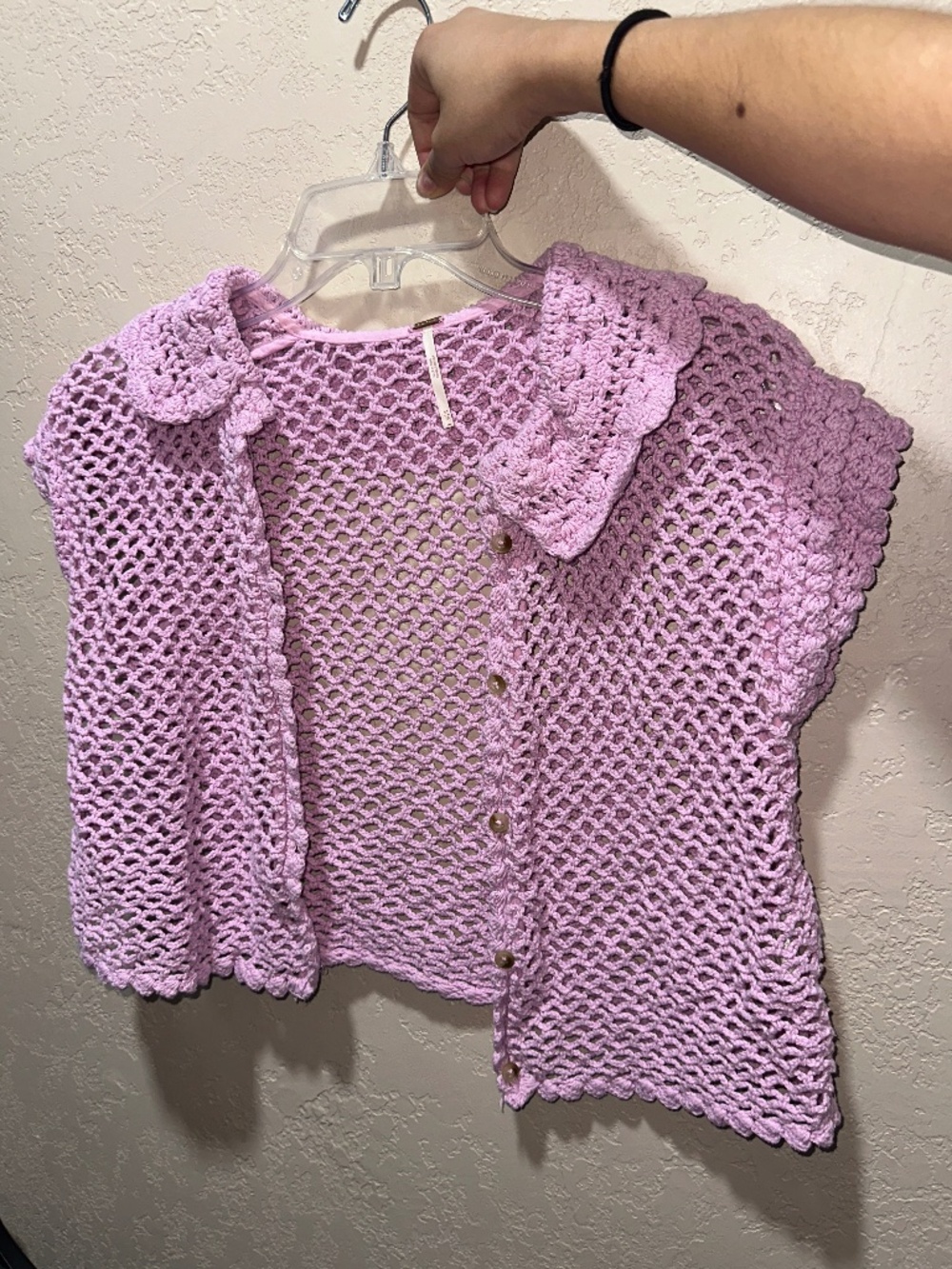 Free People Lilly Crochet Top Pink